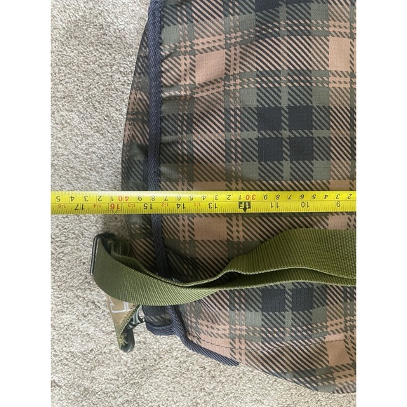 Burton Messenger Bag Laptop Bag Green Plaid Travel - Crossbody Multi Compartment - Picture 5 of 10